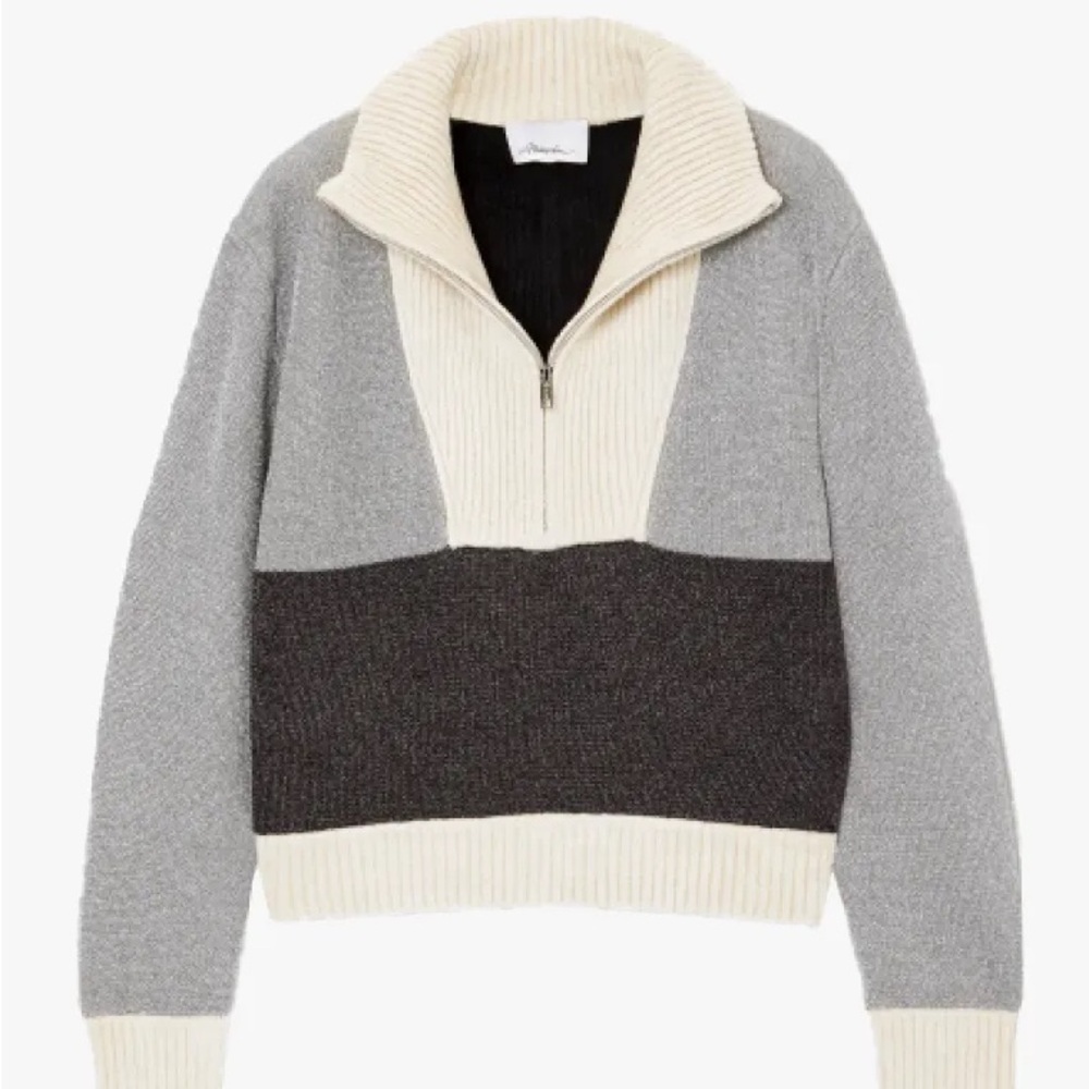 3.1 Phillip Lim Gray and Black Zippered Sweater Large